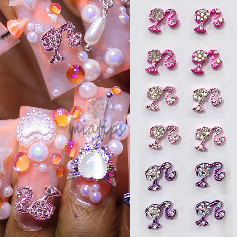 Nail Art Valentines Day - 10pcs Luxury Girl Shiny Nail Charms