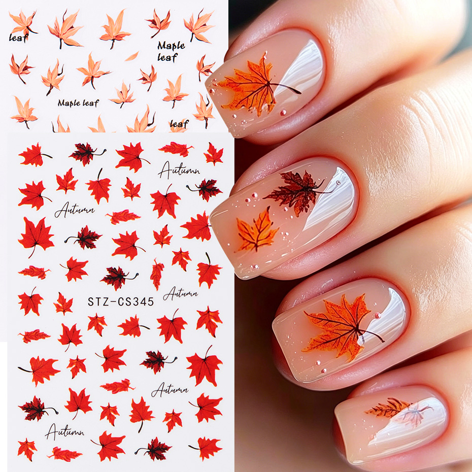 2pcs Watercolor Orange Red Map - Nail Art Orange recension och pris