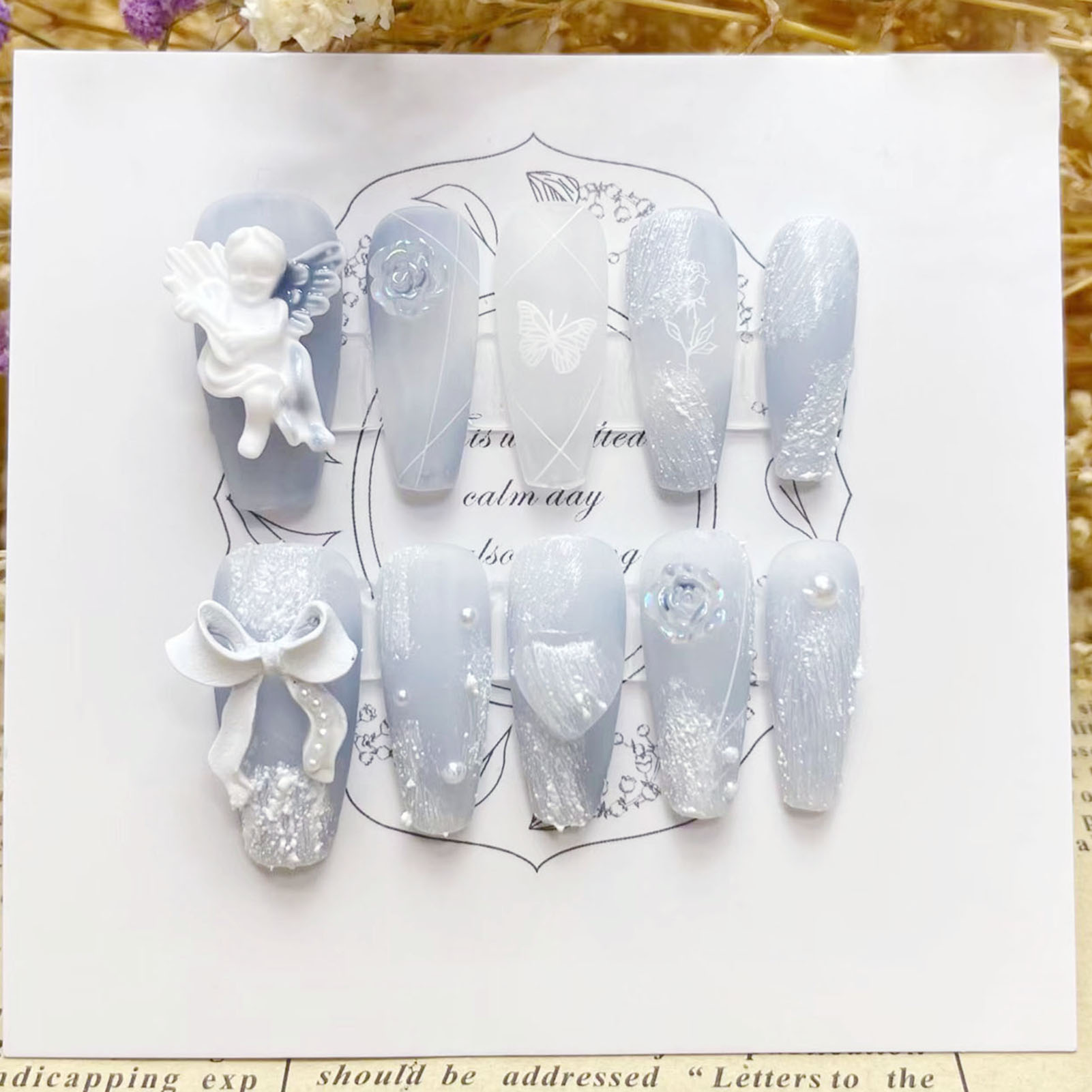 3D Plaster Angel False Nails G - Nail Art Press On recension och pris