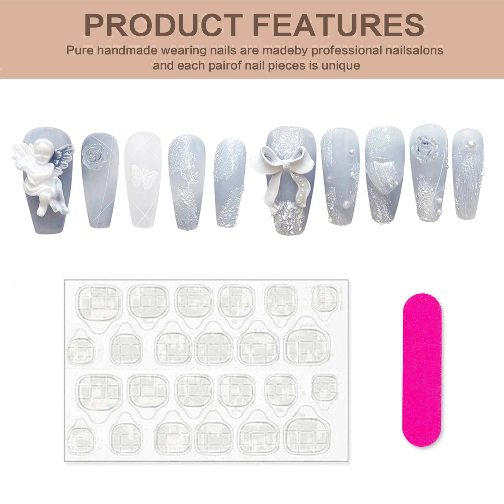 3D Plaster Angel False Nails G - Nail Art Press On recension och pris