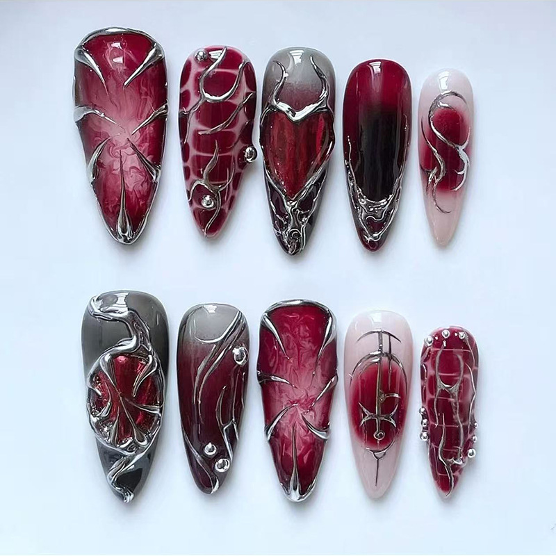 24Pcs Y2K Metal Design Short O - Nail Art Press On recension och pris