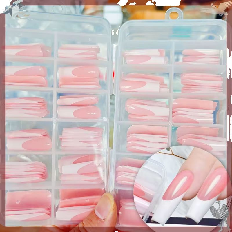 120Pcs Glossy Pink French Pres - Nail Art Press On recension och pris