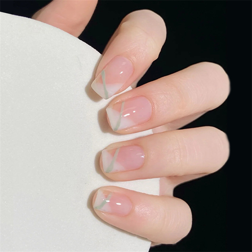24Ps/Set Green Lattice Acrylic - Nail Art Pink recension och pris