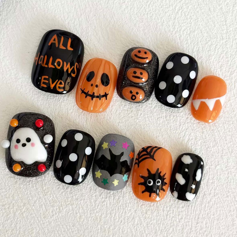 10Pcs Halloween Ghost Pumpkin  - Nail Art Press On recension och pris